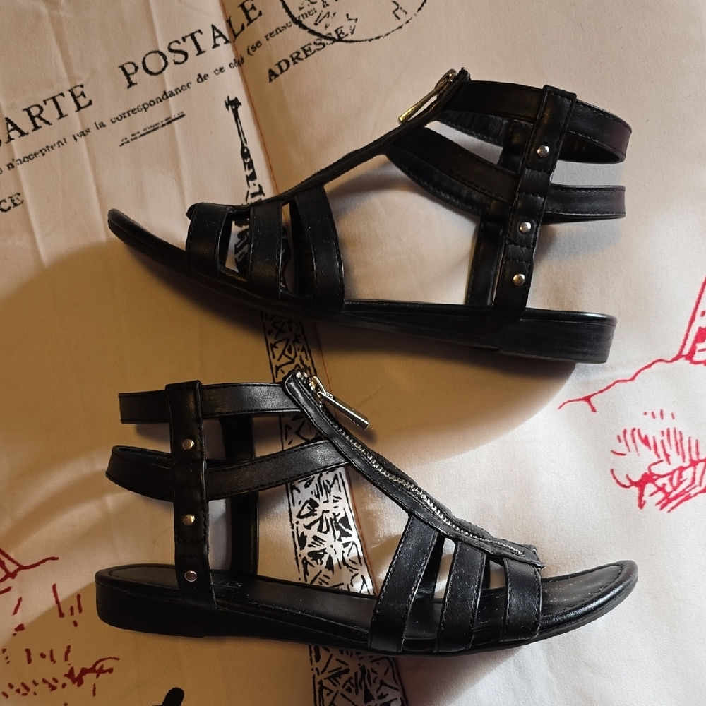 White Mountain Black Strappy Sandals - Picture 2 of 12